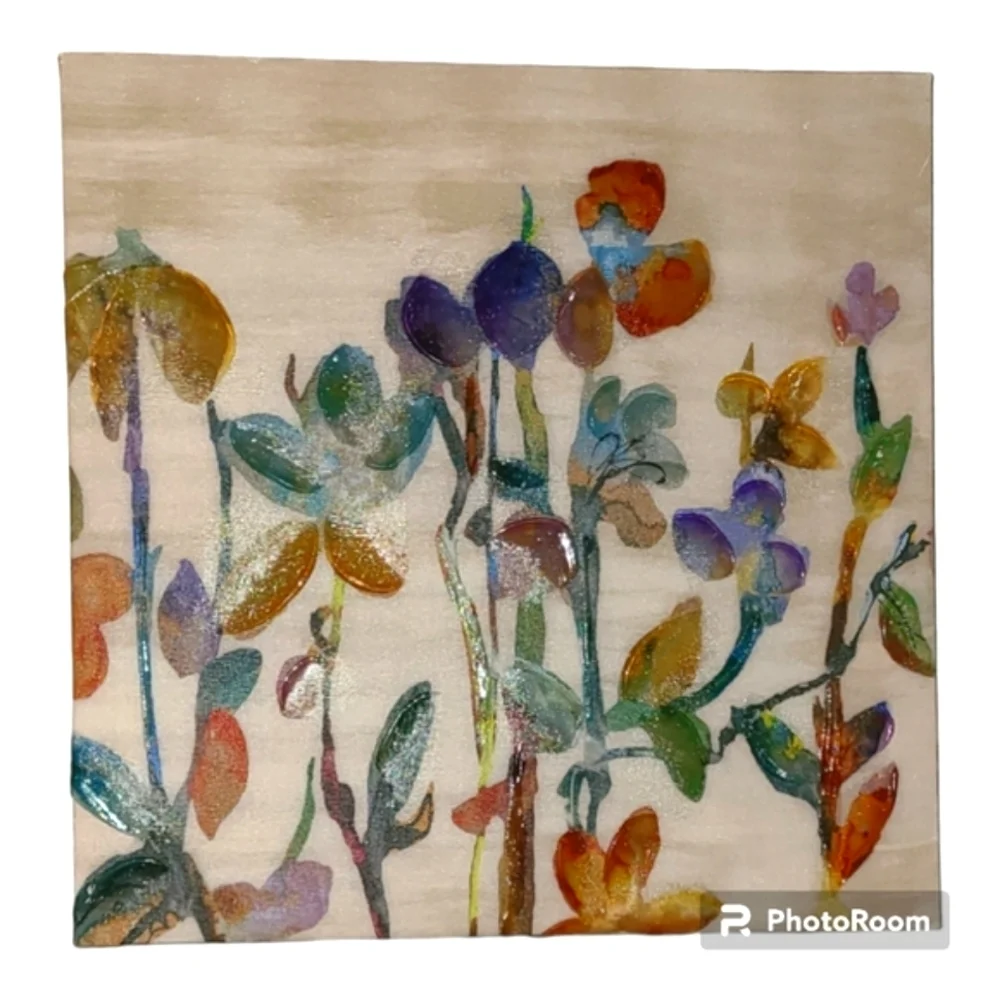 2 two NECTAR by HOLLACK‎ FLORAL FLOWERS CANVAS 14x14
